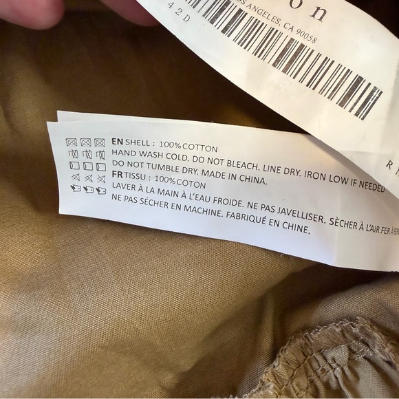 En Saison Anthropologie Dress Womens Medium Khaki Tan Eyelet Poplin Midi - Picture 6 of 11